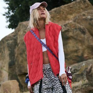 Free People Movement Dream Big Quilted Vest - Candy Apple Green